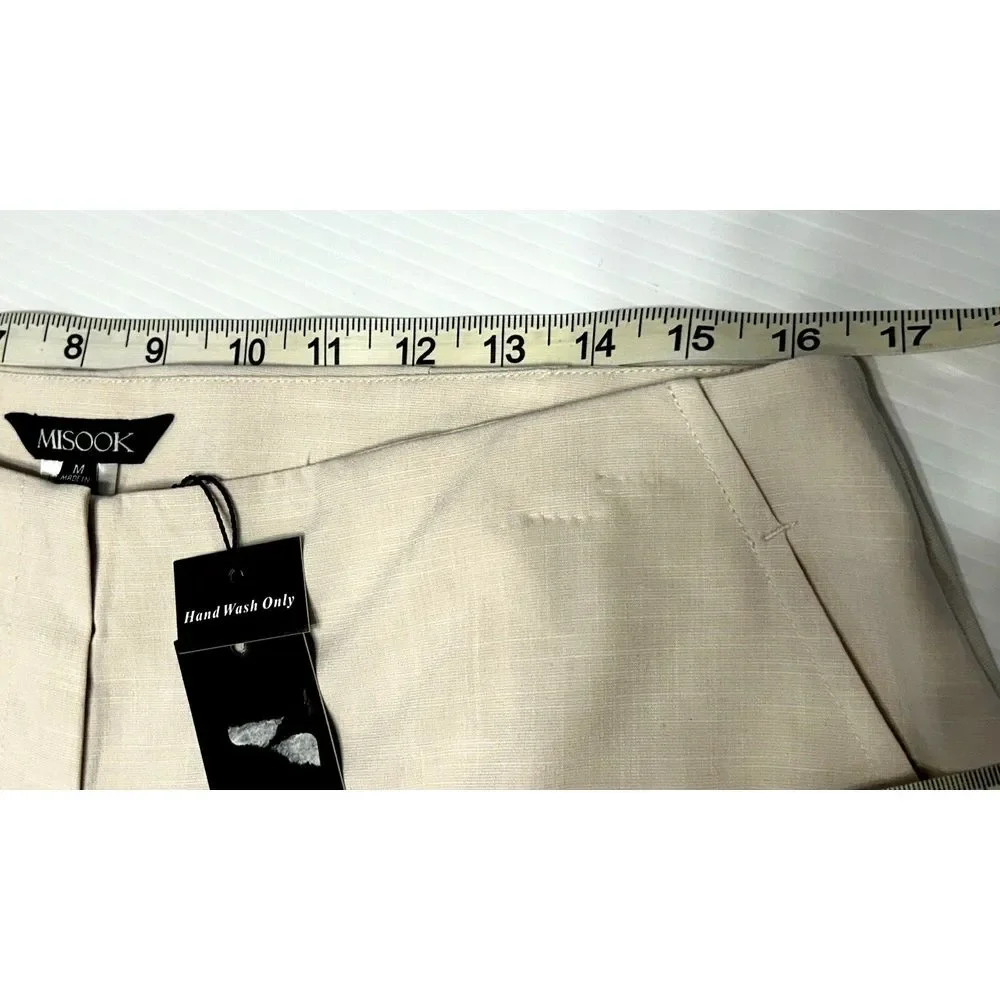 NWT Misook Bermuda Womens Medium Knee Length Wide Leg Tan Shorts Stretch - Picture 6 of 10